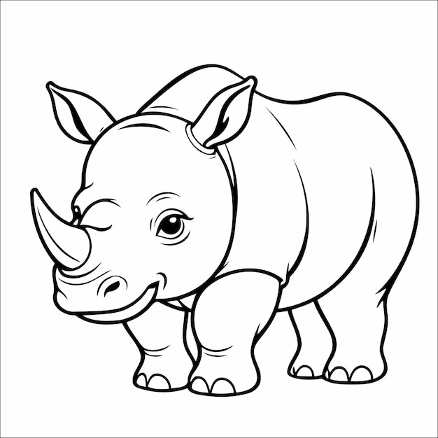 Cute rhino coloring page for children