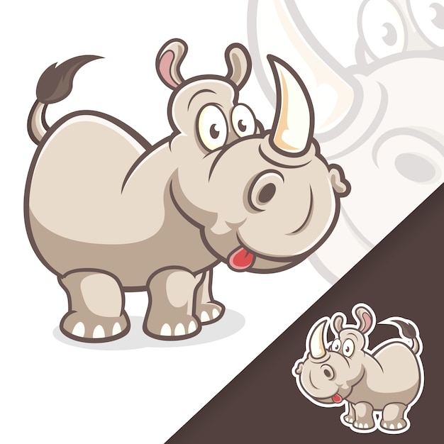 Vector cute rhino mascot animal cartoon