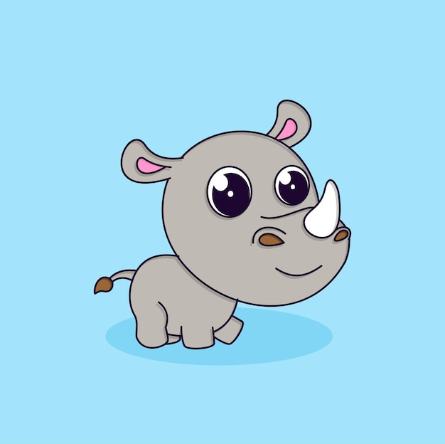 Cute rhino mascot flat cartoon style