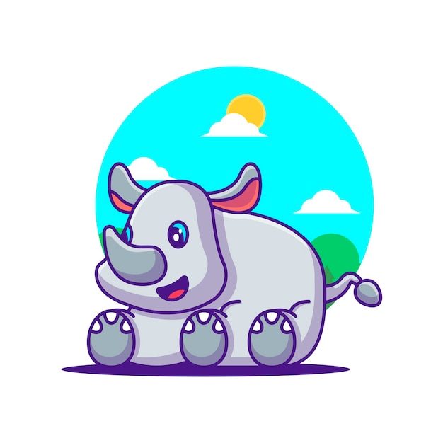 Cute rhinoceros cartoon illustration