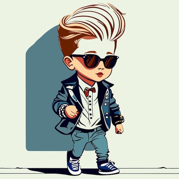 Vector cute rich boy businessman cartoon vector icon illustration