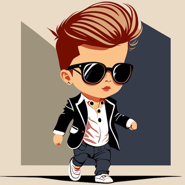 Vector cute rich boy businessman cartoon vector icon illustration