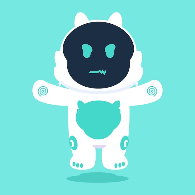 cute robot cartoon vector illustration animal fantasy concept isolated