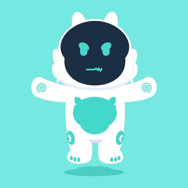 Cute robot cartoon vector illustration animal fantasy concept isolated