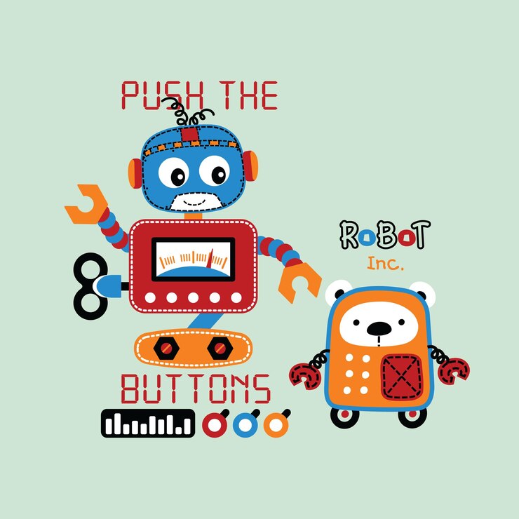 Vector cute robot cartoon vector