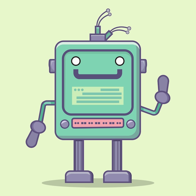 Vector cute robot character cartoon flat cartoon illustration style