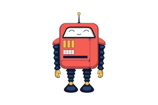 Cute Robot Character Design Illustration