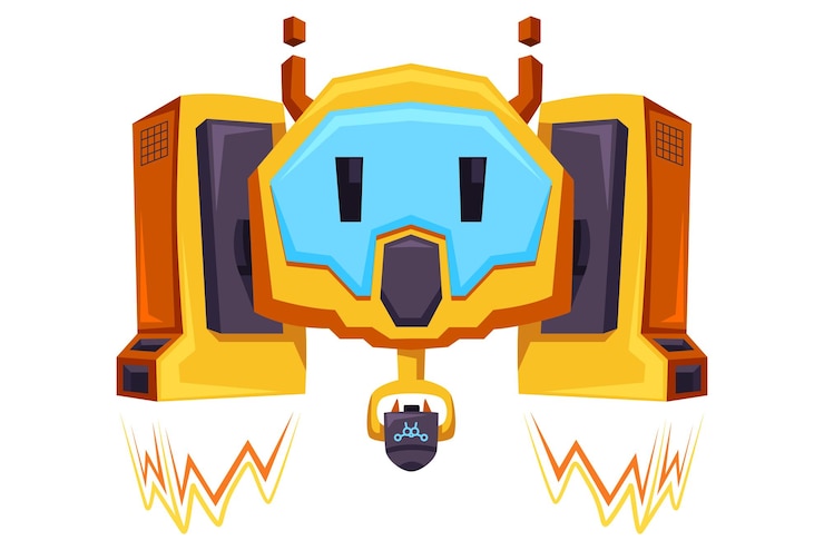 Vector cute robot character design illustration