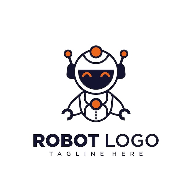 Vector cute robot character logo design for company mascot or community mascot