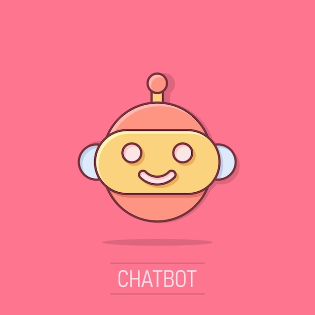 Vector cute robot chatbot icon in comic style bot operator vector cartoon illustration pictogram smart chatbot character business concept splash effect