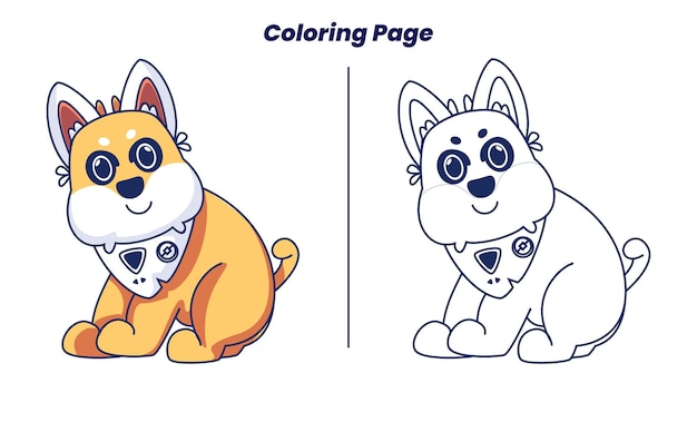 Simpatico cane robot con pagine da colorare
