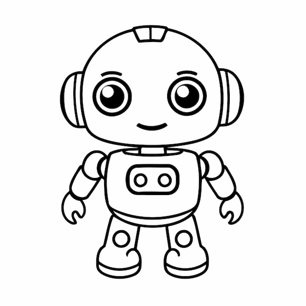 Vector cute robot drawing for toddlers book