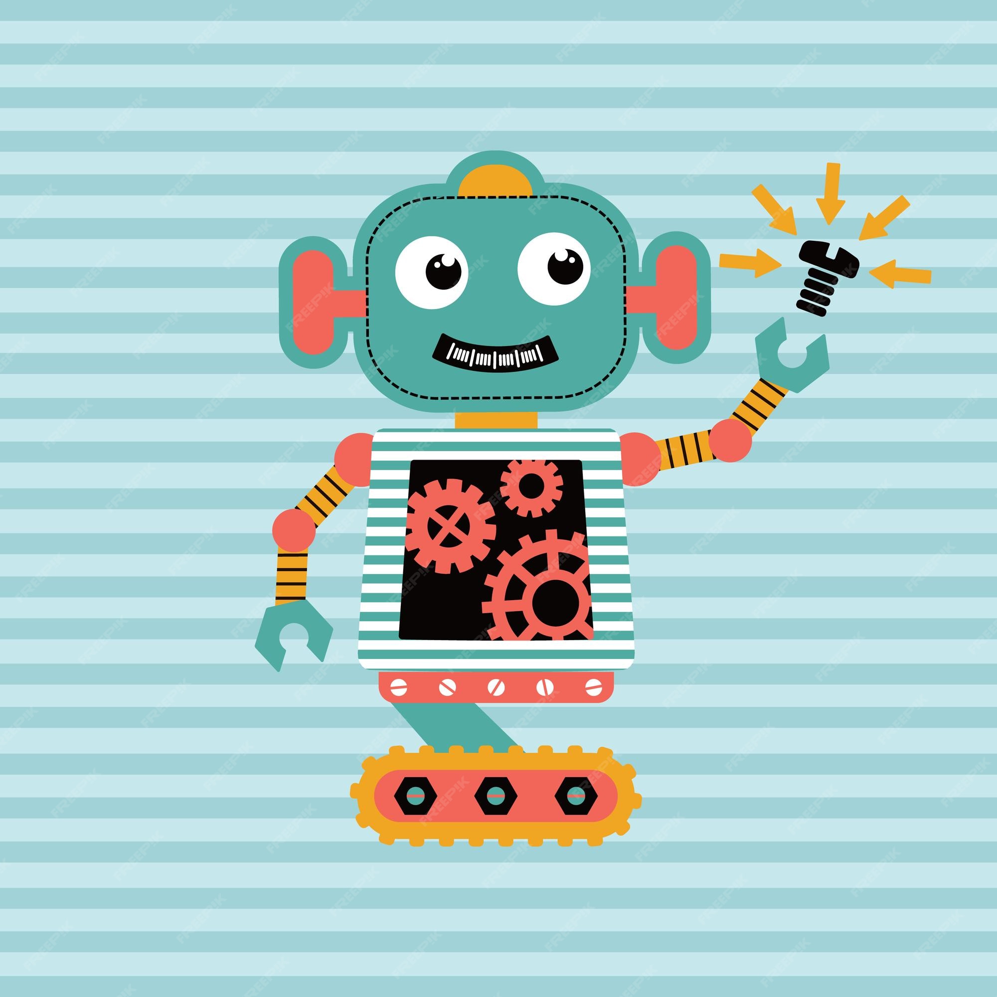 Premium Vector Cute robot drawing vector illustration