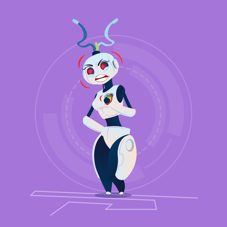 Vector cute robot feeling sick error 