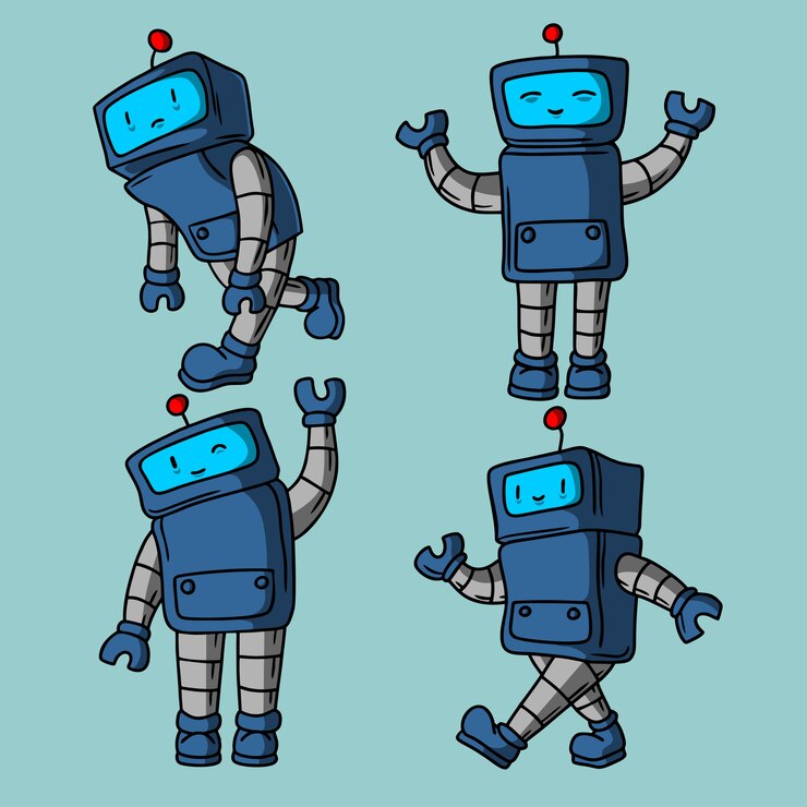 Vector cute robot hand drawn style