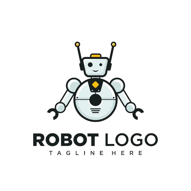 Simpatico design del logo dell'illustrazione del robot per la mascotte dell'azienda o la mascotte della comunità