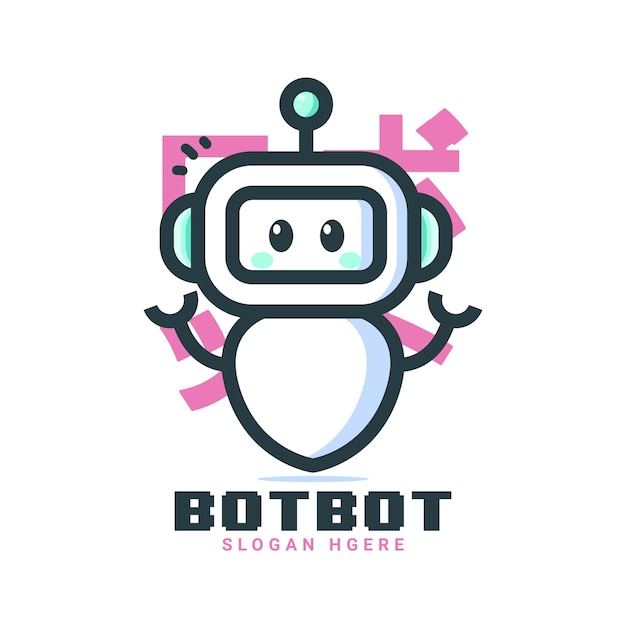 ベクトル かわいいロボットのロゴ