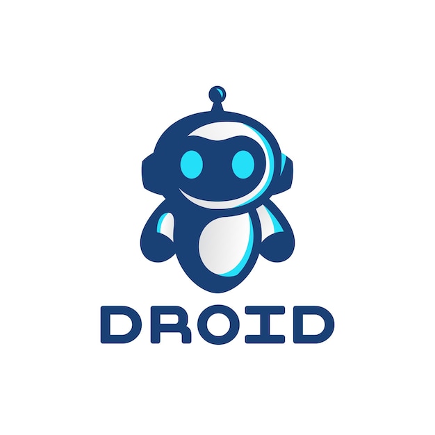 Cute robot mascot character illustration logo