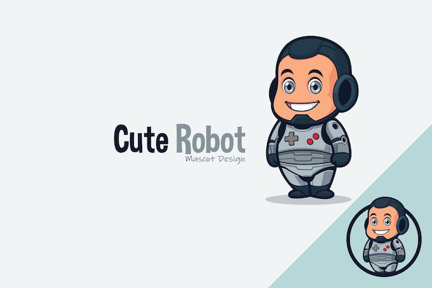 Vettore disegno sveglio della mascotte del robot