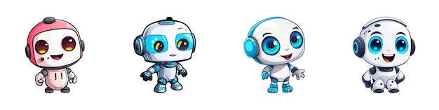 Vector cute robot set cartoon vector illustration