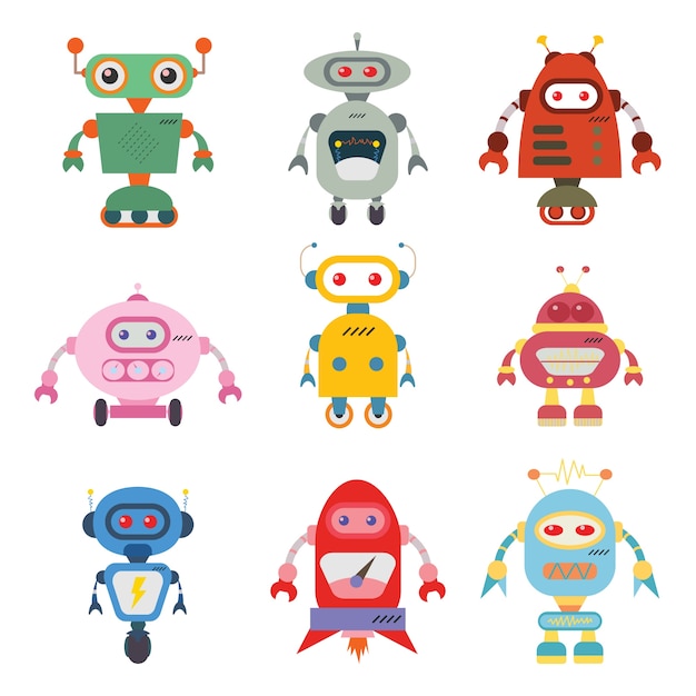 Cute robot set vector