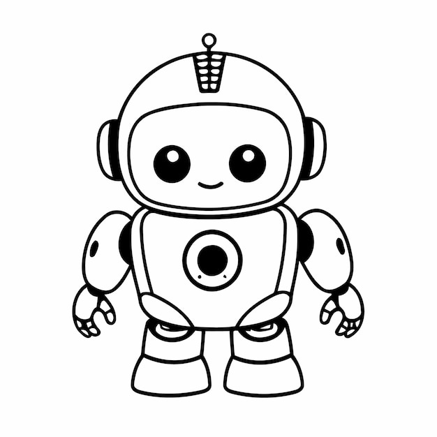 Cute robot for toddlers colouring page