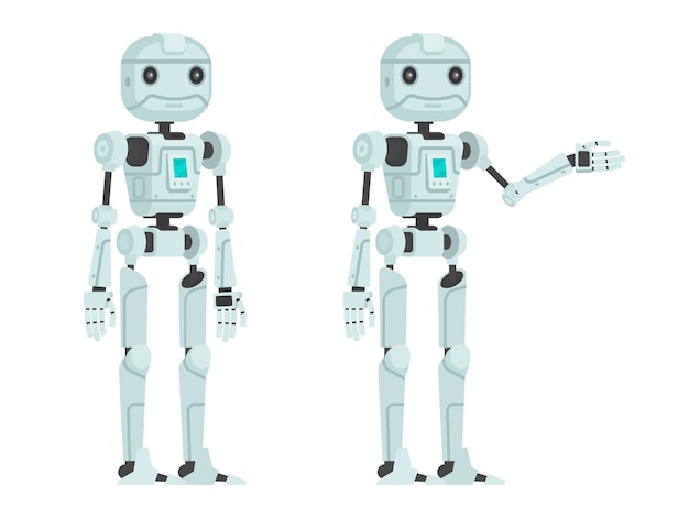 Robot carino su un bianco. in uno stile piatto