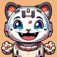 Vector cute robotic leopold cat smiling vector illustration