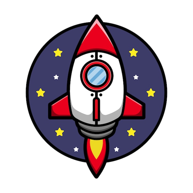 Cute rocket cartoon  icon illustration