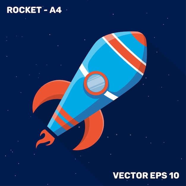 Cute Rocket Illustration Rocket design with blue and orange shapes suitable for children's themes