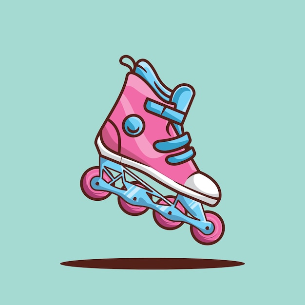 Vector cute roller blade kawaii cartoon illustration