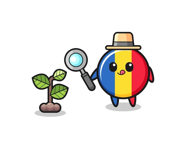 Cute romania flag herbalist researching a plants