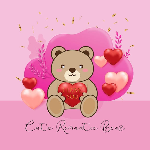 Vector cute romantic bear vector