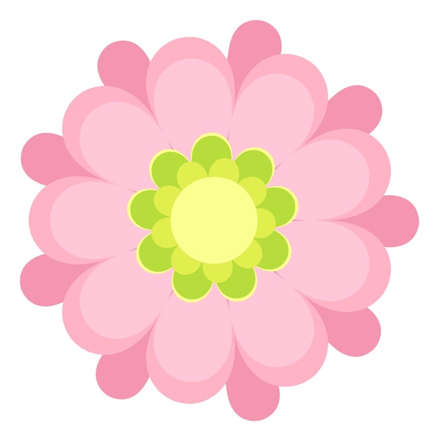 Cute romantic flower with pink petals. Simple floral element