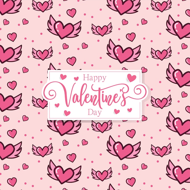 Vector cute romantic hearts floral valentine's day pattern