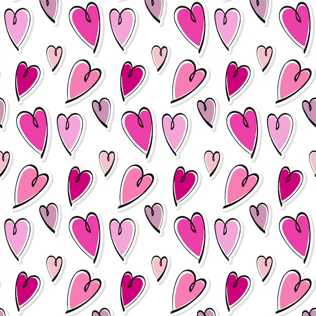 Vector cute romantic hearts valentine's day pattern background