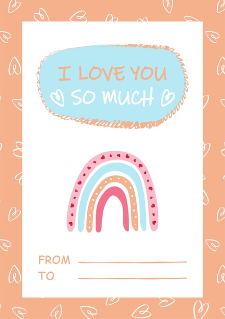 Vector cute romantic vector card on valentine's day