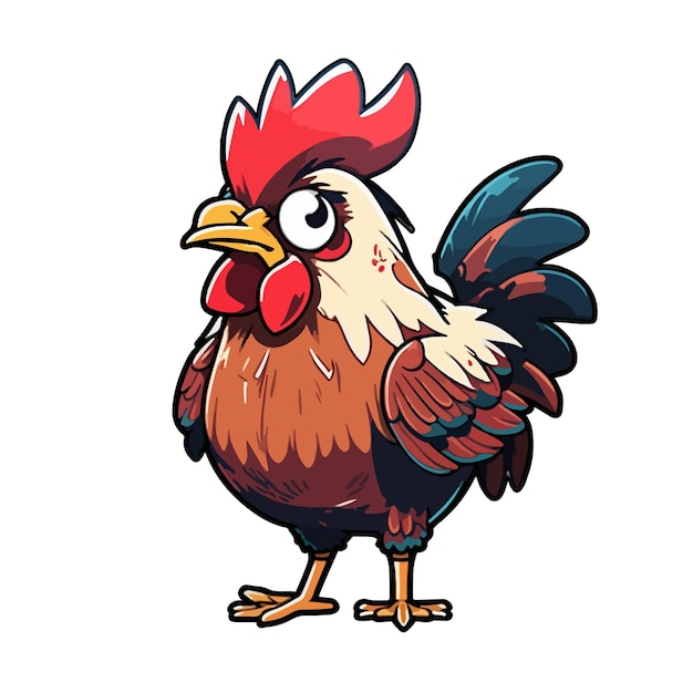 Vector cute rooster cartoon style