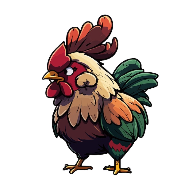 Cute rooster cartoon style