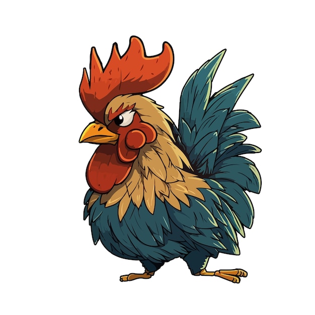 Cute rooster cartoon style