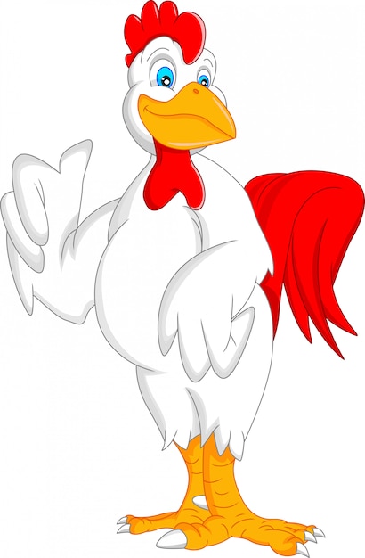 cute rooster cartoon thumb up