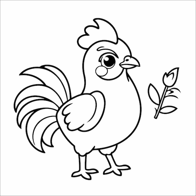 Cute Rooster Coloring Page For Children