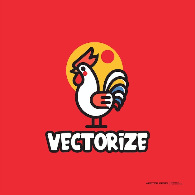 cute rooster mascot vector logo character cartoon illustration eps10