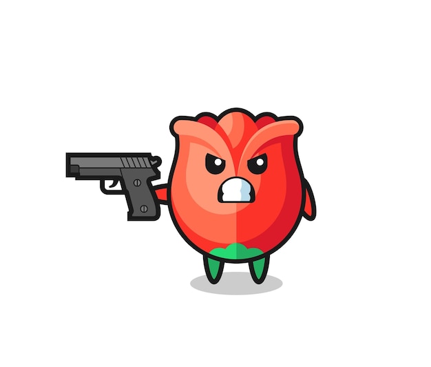 Vector the cute rose character shoot with a gun