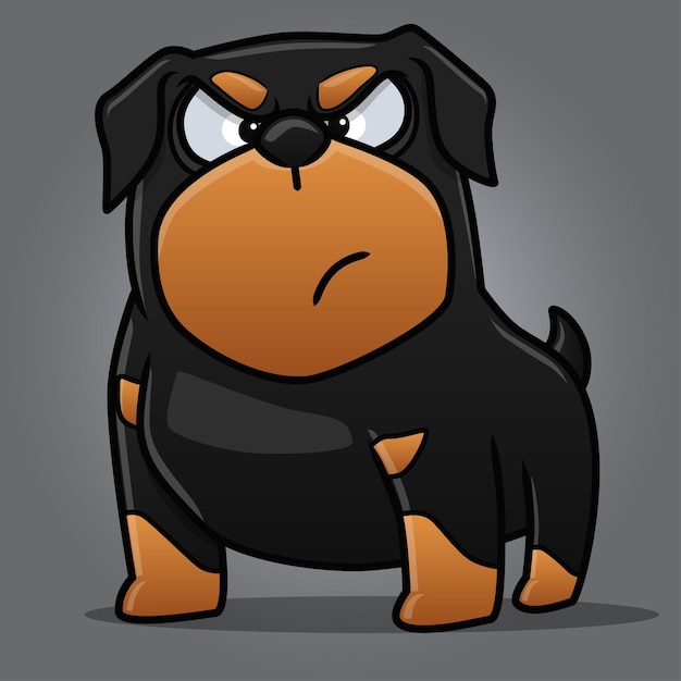 Vector cute rottweiler cartoon dog illustration