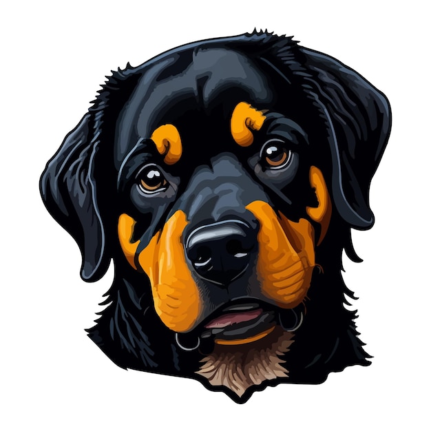 Симпатичная собака ротвейлер в мультяшном реалистичном стиле Наклейка красочного щенка Вектор
