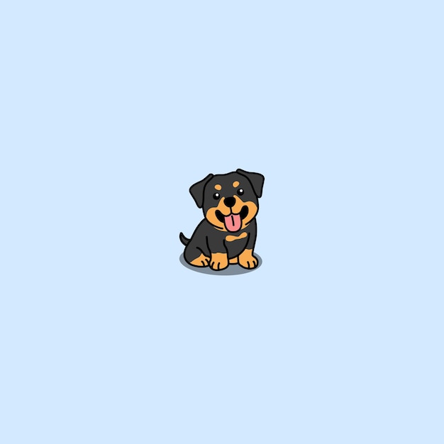 Vector cute rottweiler puppy sitting cartoon vector illustration