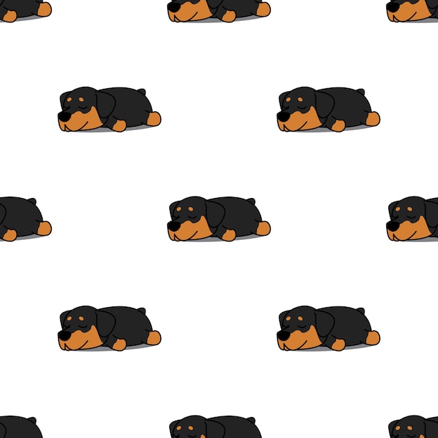 Cute rottweiler puppy sleeping seamless pattern