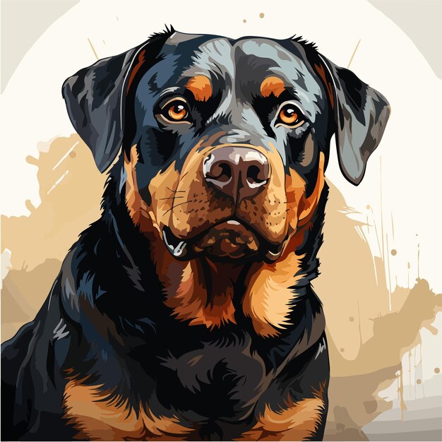 Vector cute rottweiler in simple and bold outline