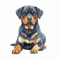 Vector cute rottweiler vector illustration in watercolour style